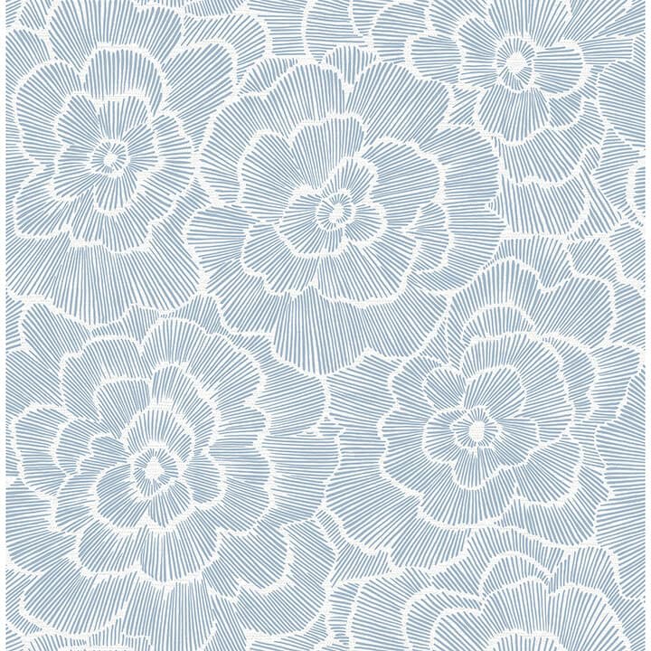 Periwinkle Blue Textured Floral Wallpaper