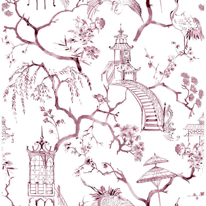 Serena Plum Chinoiserie Wallpaper