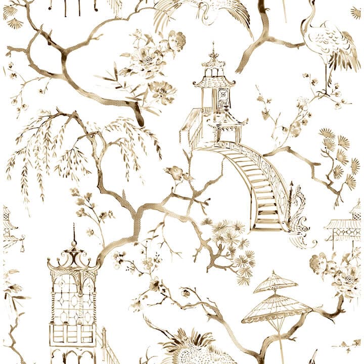 Serena Coffee Chinoiserie Wallpaper