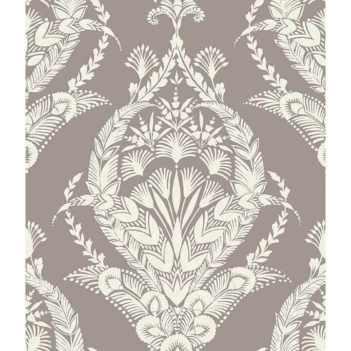 Arlie Grey Botanical Damask Wallpaper