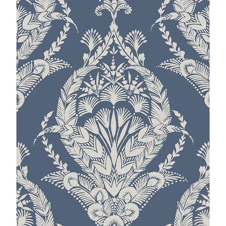 Arlie Indigo Botanical Damask Wallpaper