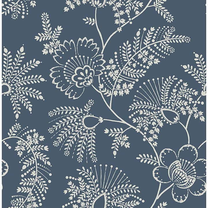 Maeve Dark Blue Jacobean Trail Wallpaper
