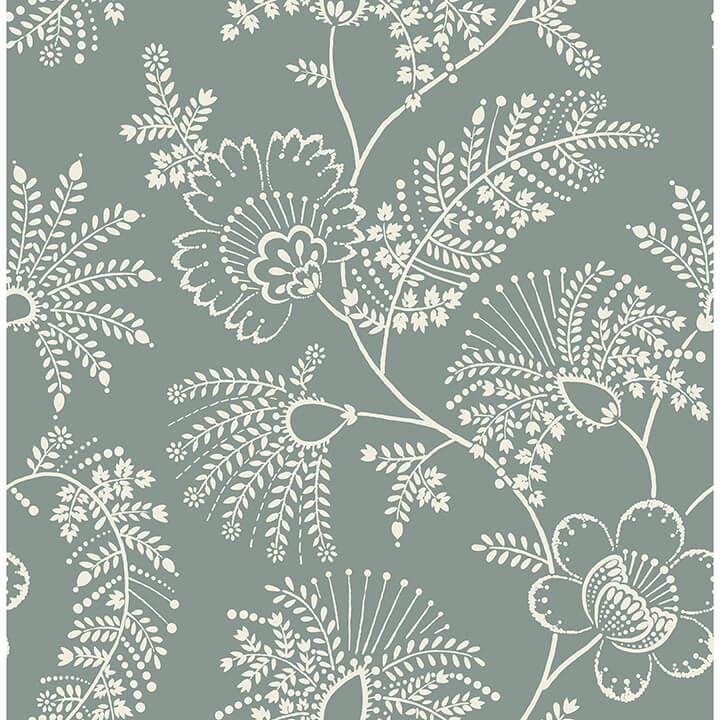 Maeve Sea Green Jacobean Trail Wallpaper