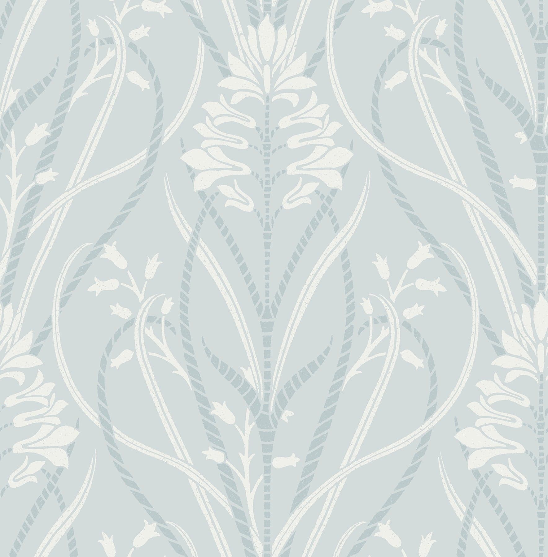 Rosalind Iris Damask Sky Blue Wallpaper