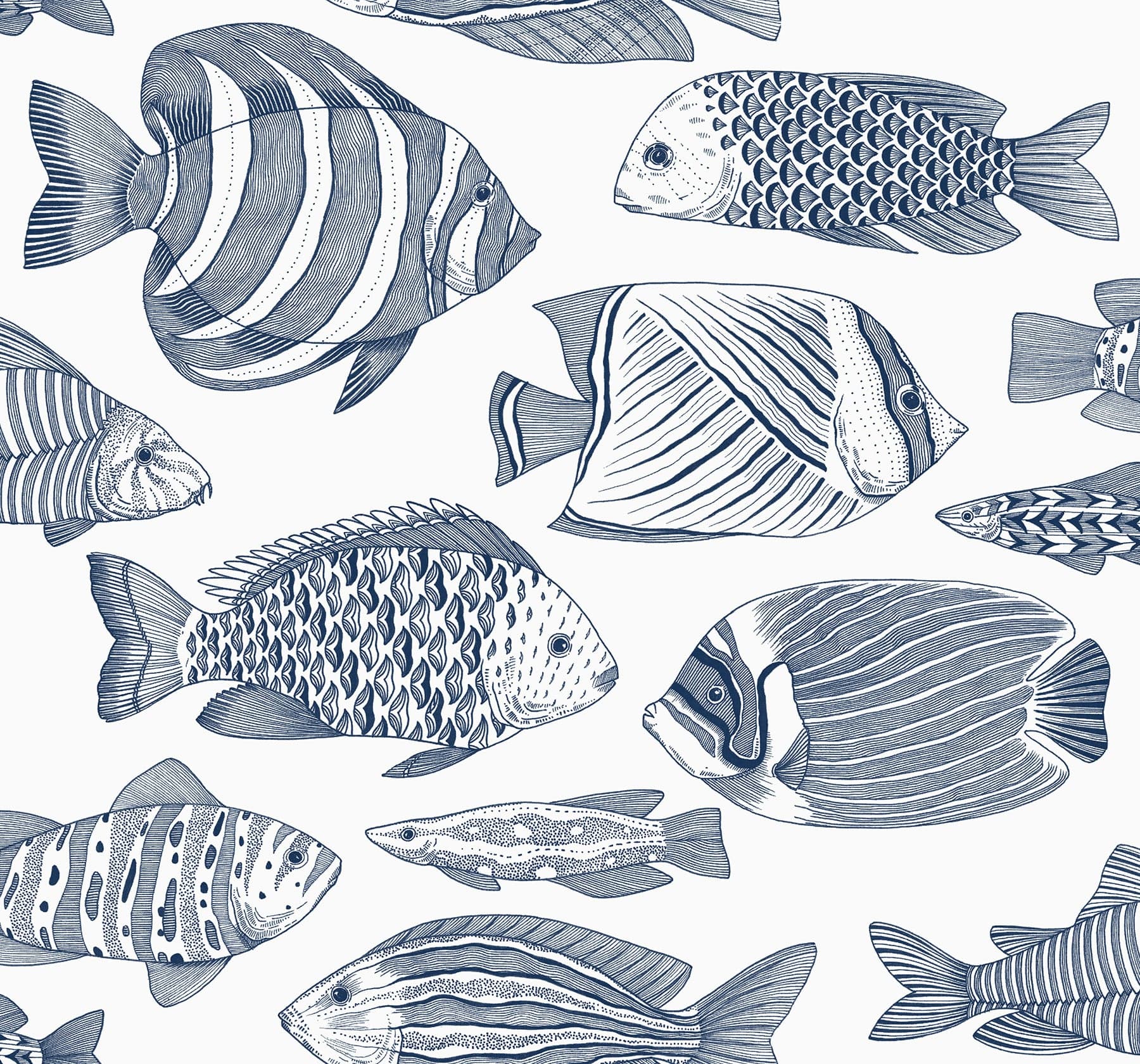 Wailea Tropical School Indigo Wallpaper
