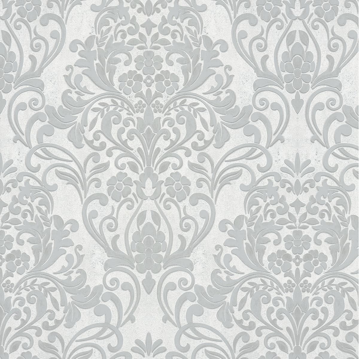 Anders Silver Damask Wallpaper