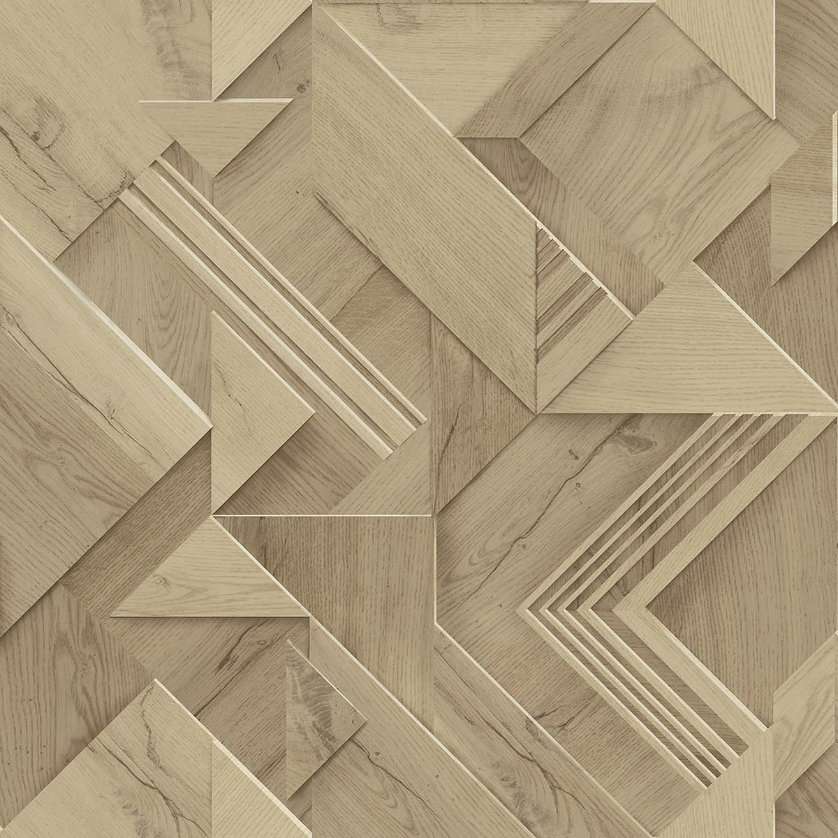 Cassian Light Brown Wood Geometric Wallpaper