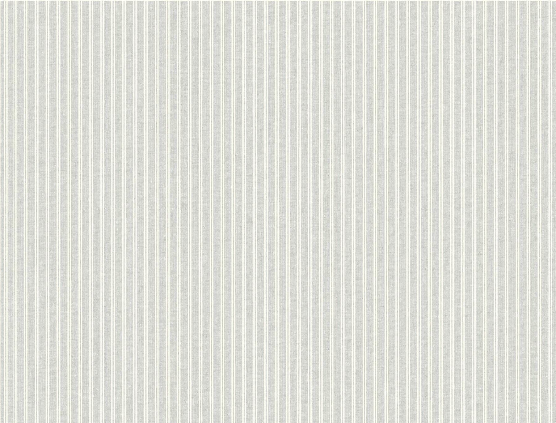 Ronald Redding Ticking Stripe Faux Linen Grey Wallpaper