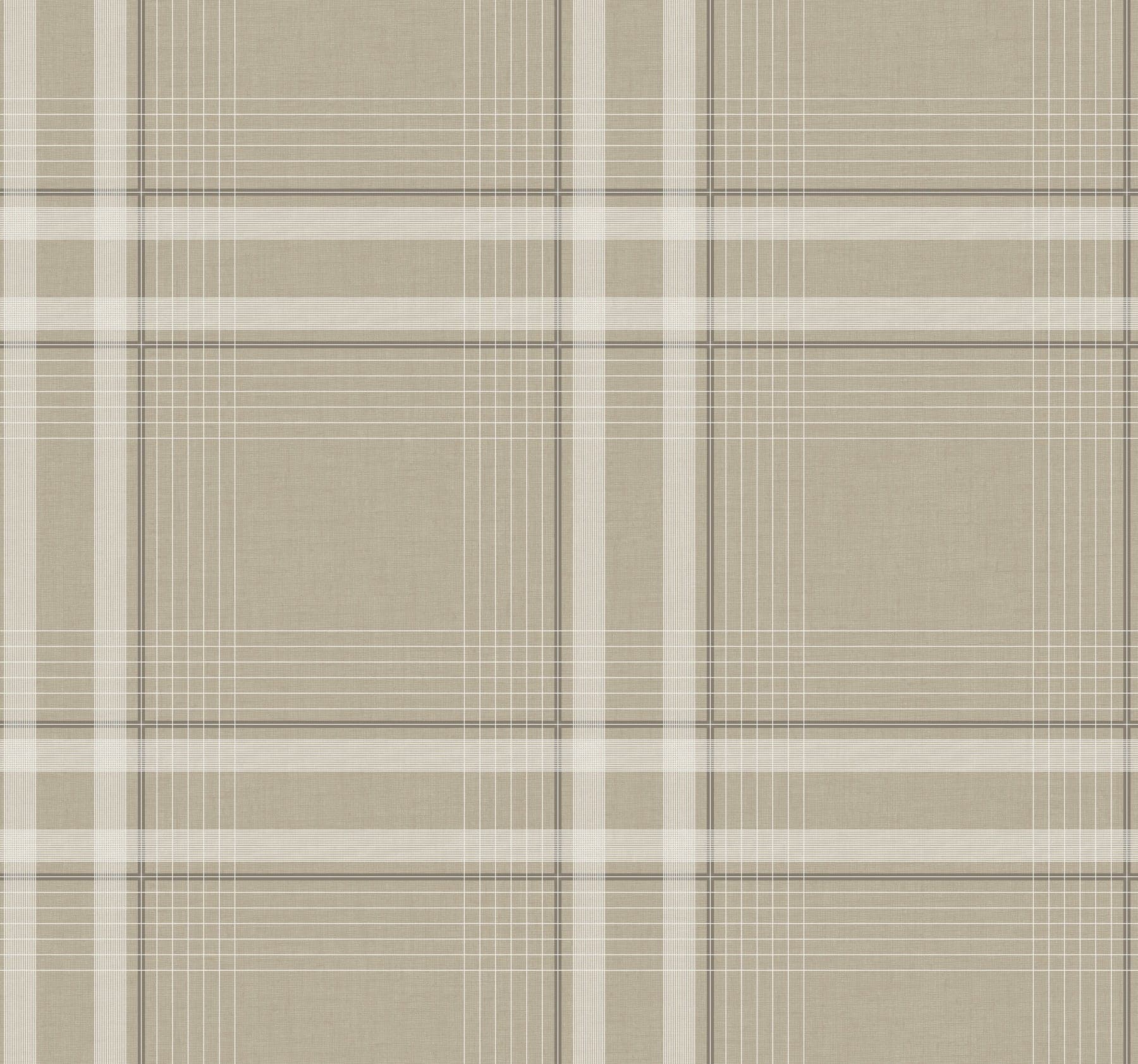 Ronald Redding Country Club Plaid Faux Linen Taupe Wallpaper