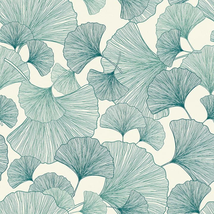 Waft Teal Ginkgo Wallpaper