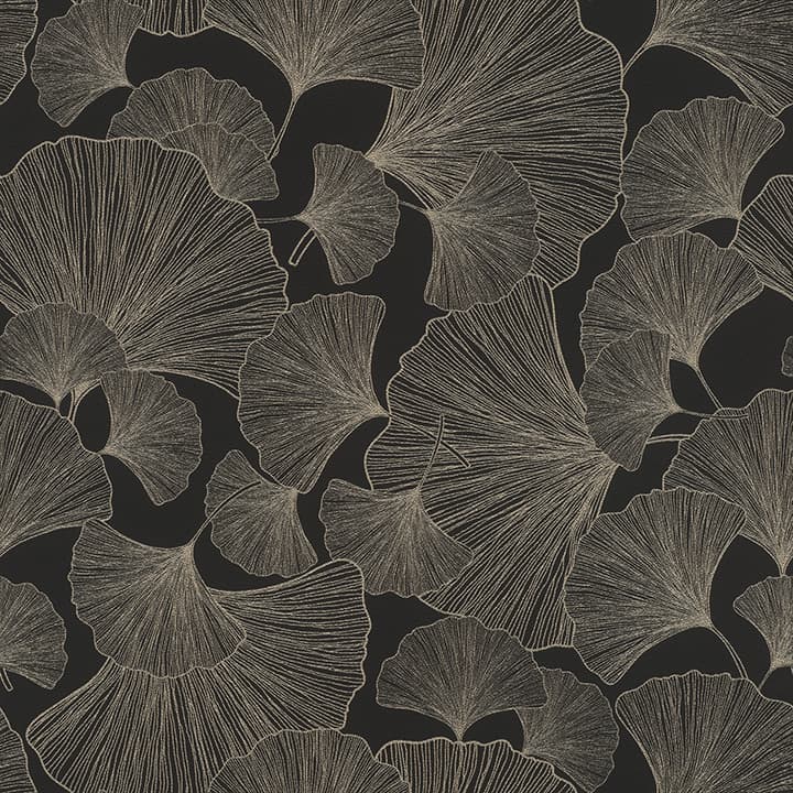 Waft Black Ginkgo Wallpaper