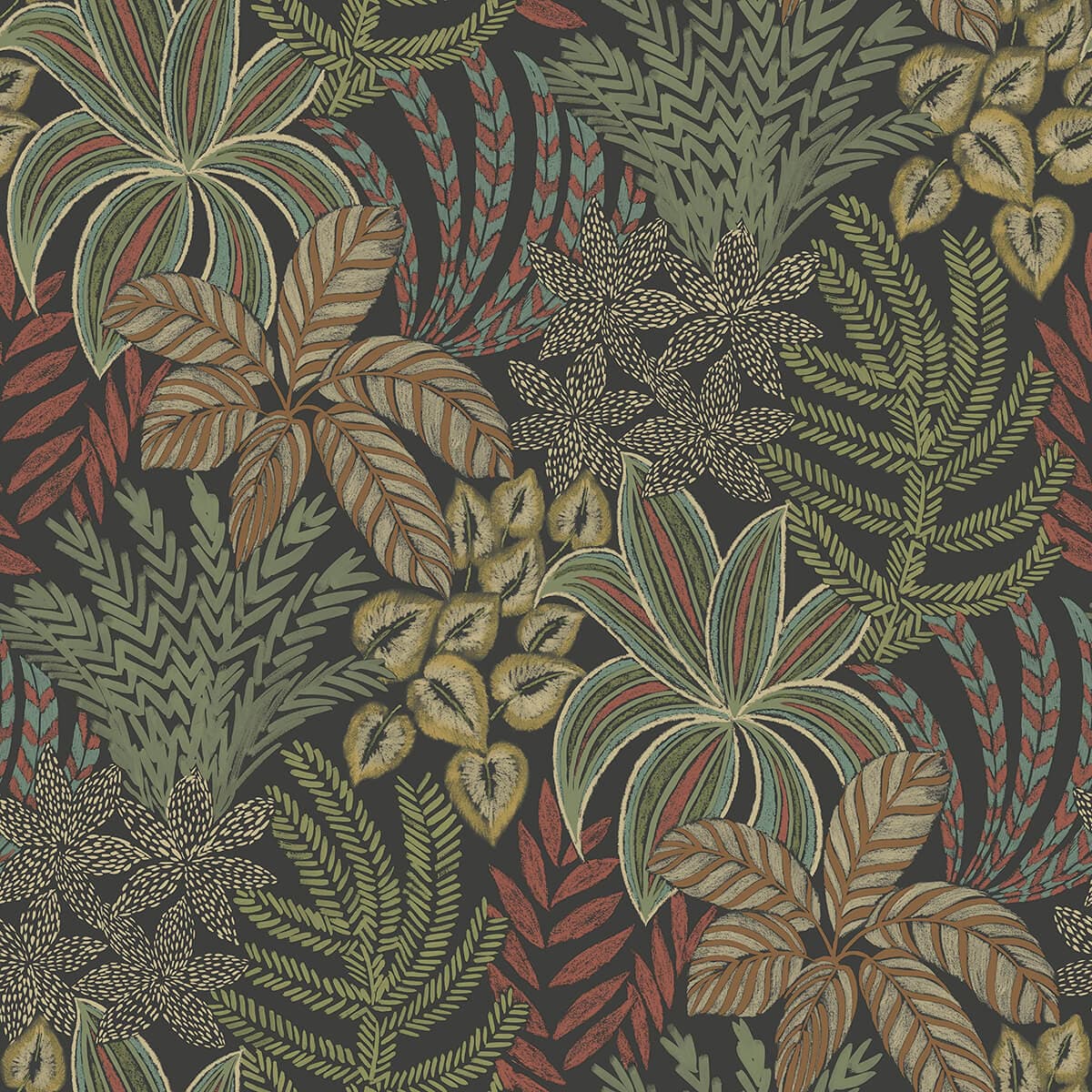 Sumner Black Woodland Botanical Wallpaper