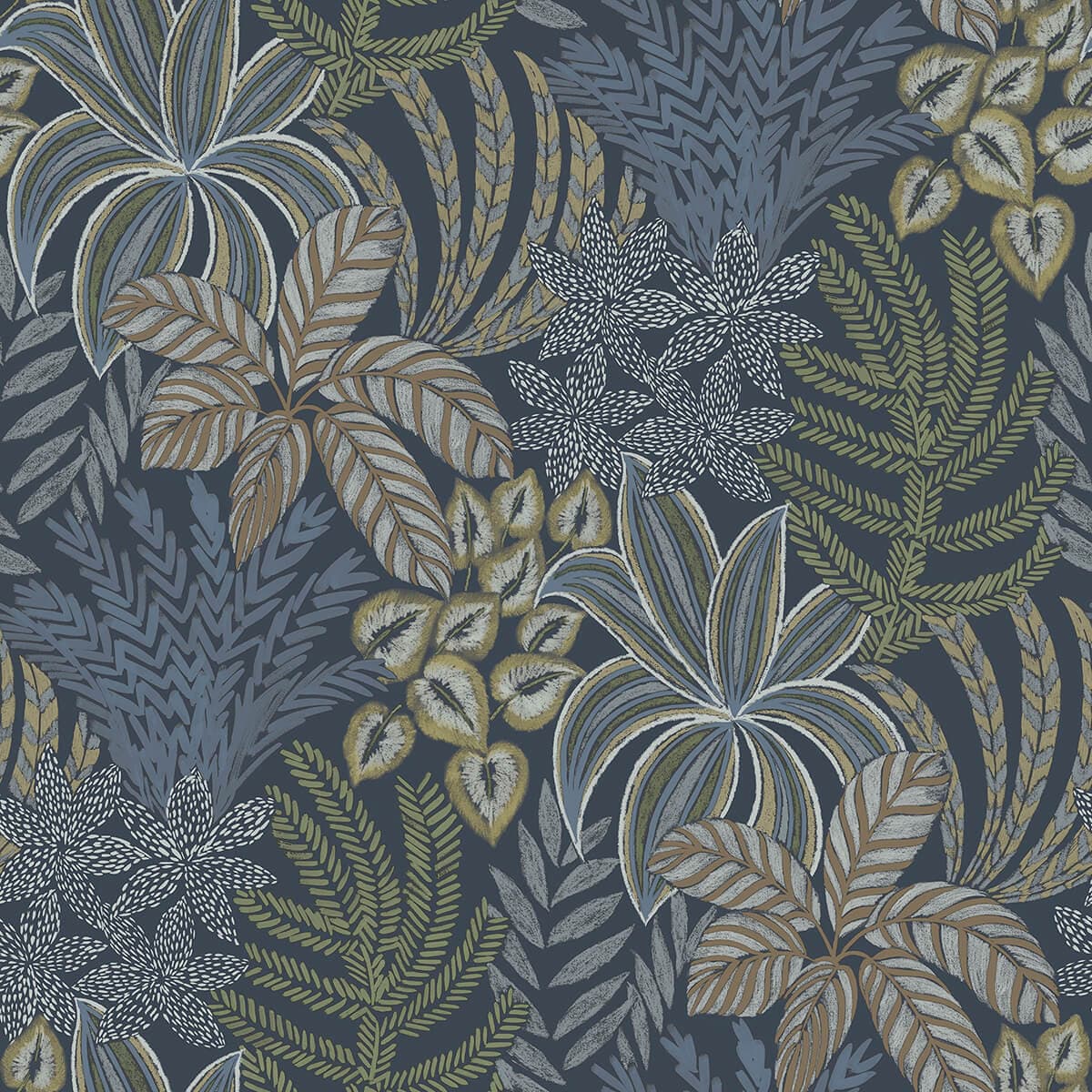 Sumner Navy Woodland Botanical Wallpaper