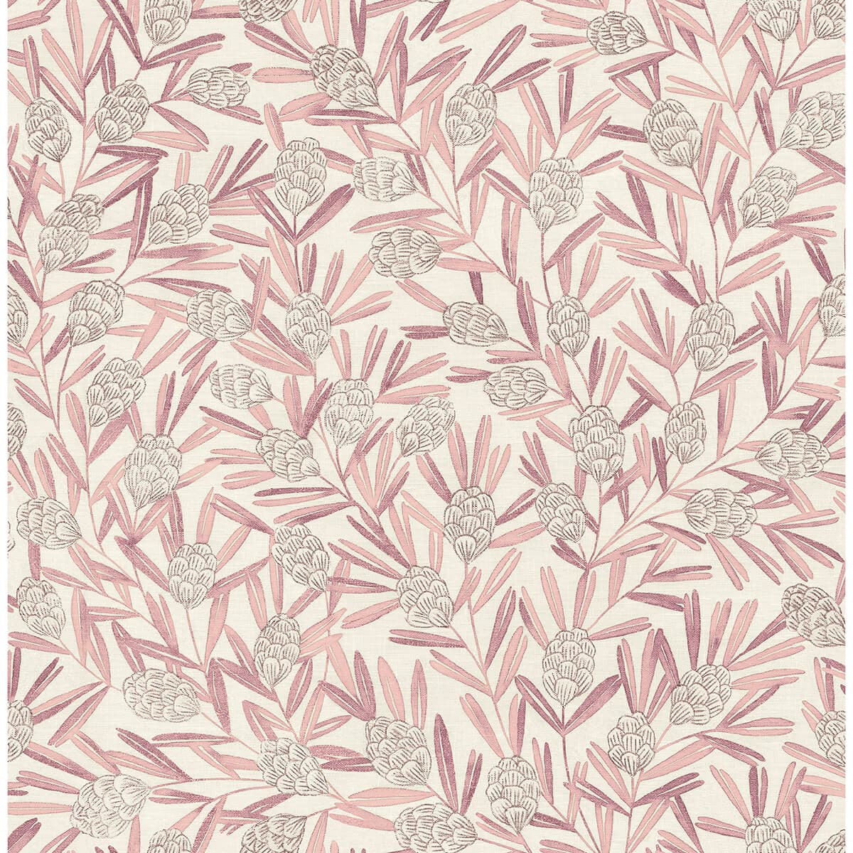 Zulma Pink Decorative Botanical Wallpaper