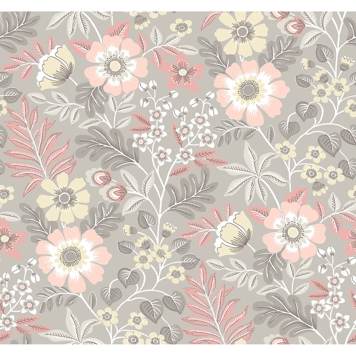 Voysey Pink Floral Wallpaper