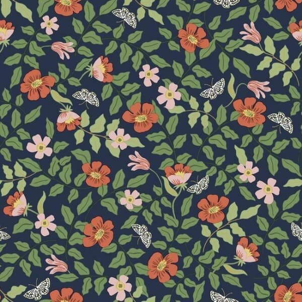 Primrose Premium Peel + Stick Wallpaper- Rose and Navy
