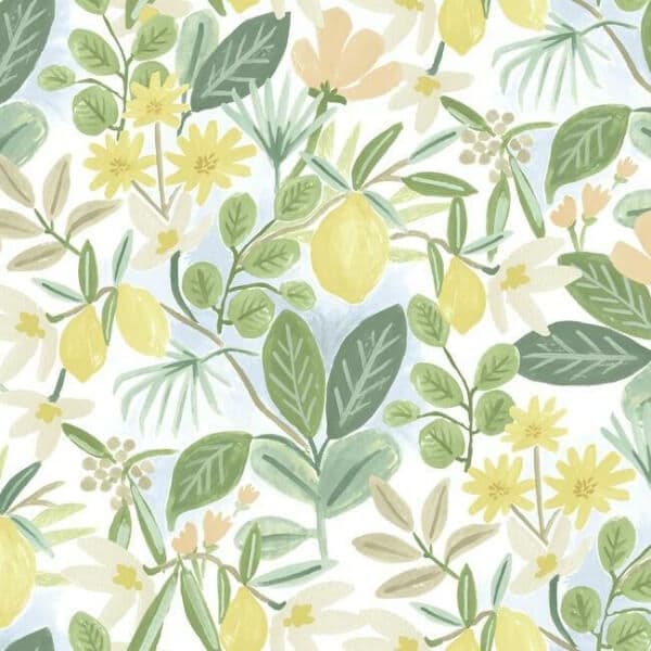 Amalfi Premium Premium Peel + Stick Wallpaper- Blush and Green