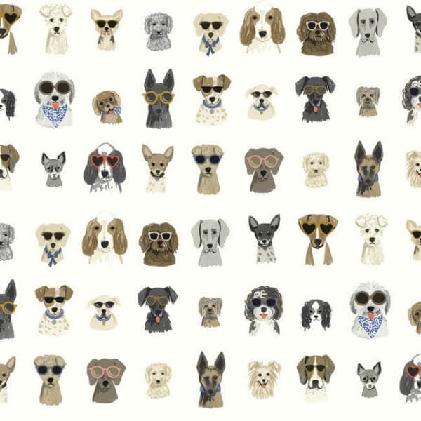 Dog Days Premium Peel + Stick Wallpaper- Multi White