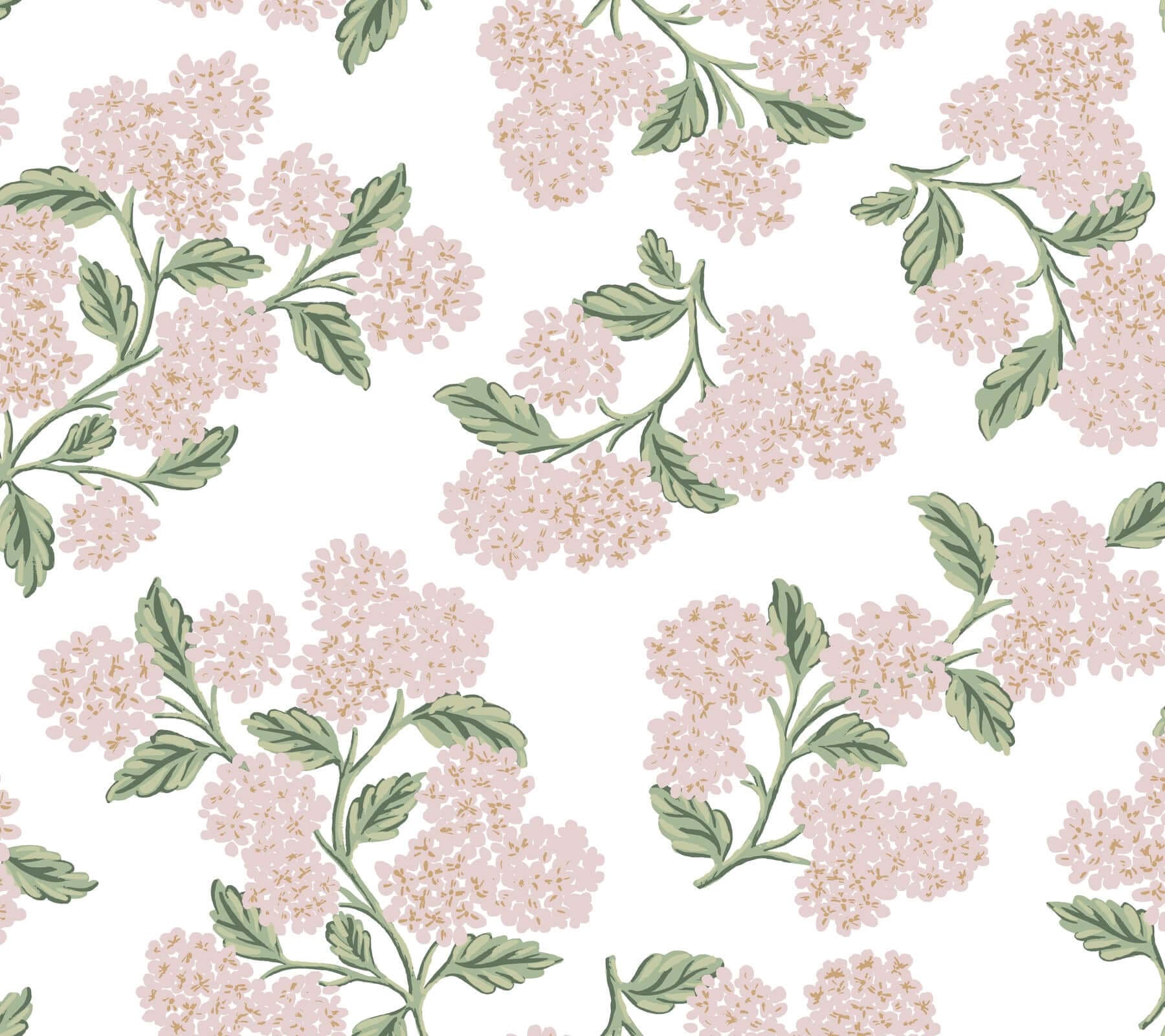 Hydrangea Wallpaper- Pink & White