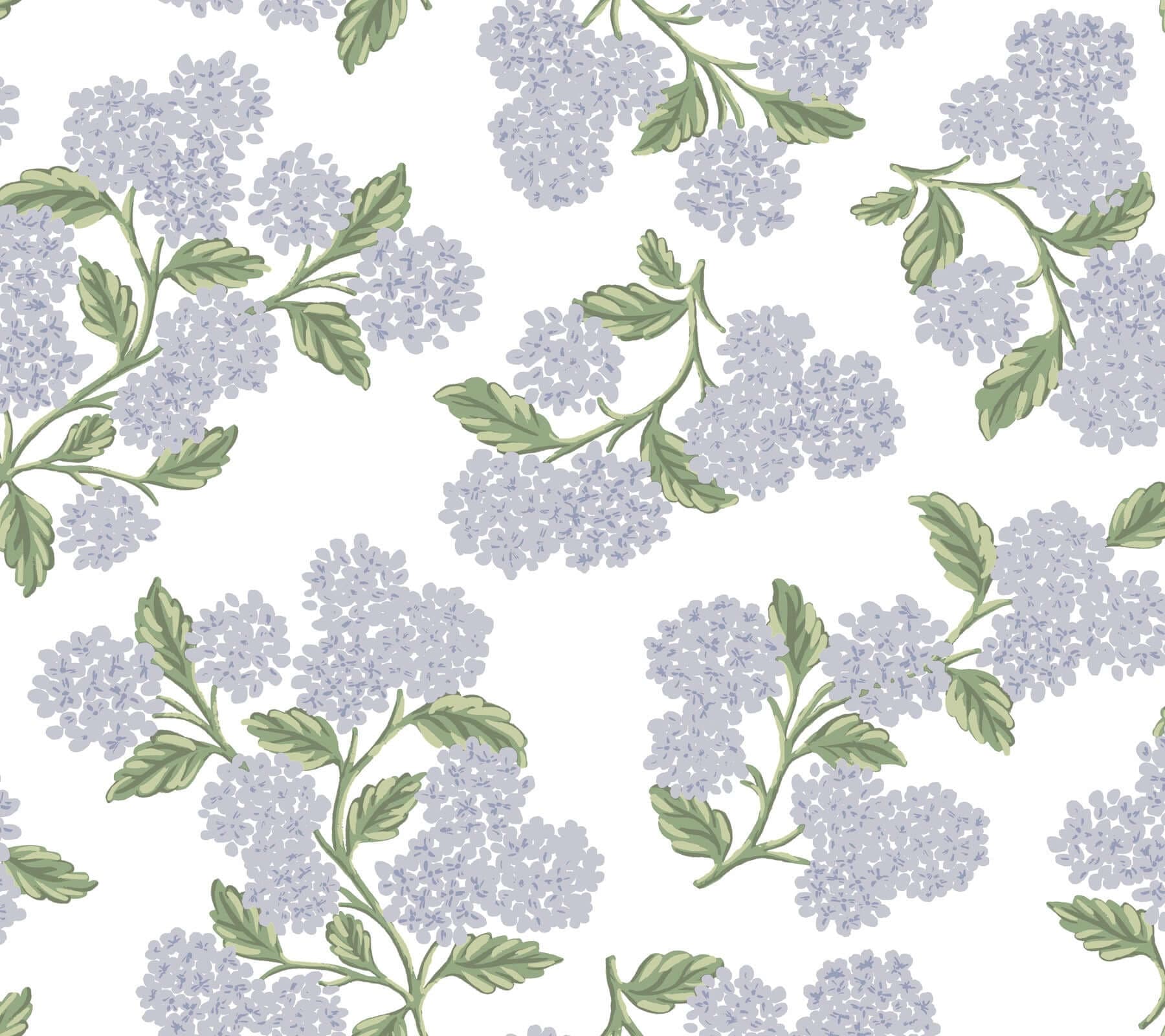 Hydrangea Wallpaper- Lilac & White