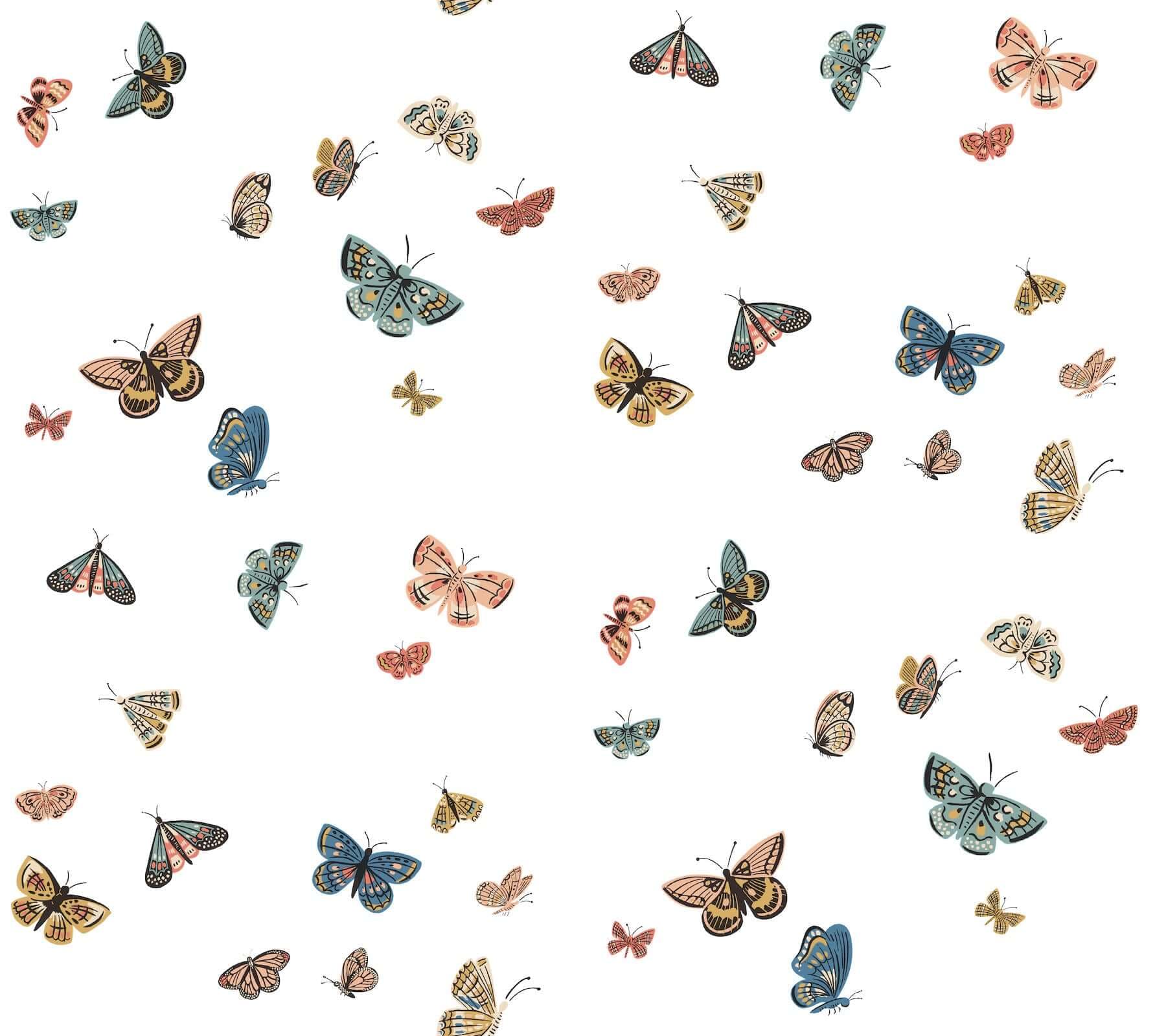 Butterfly House Wallpaper- White