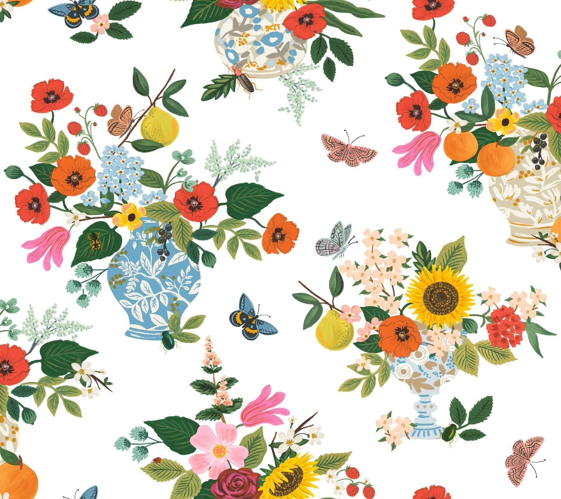 Flower Studies Wallpaper- Bright Multi