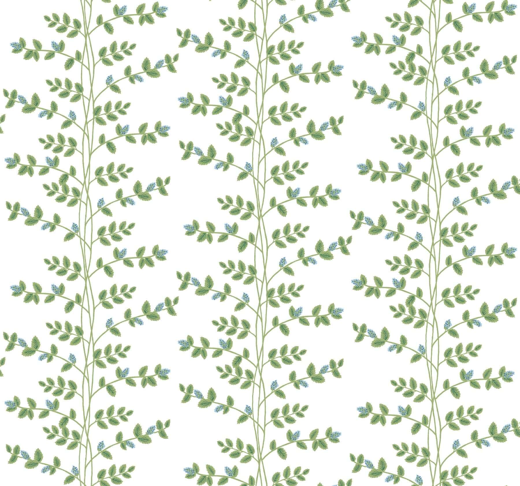 Climbing Vine Wallpaper- White & Blue