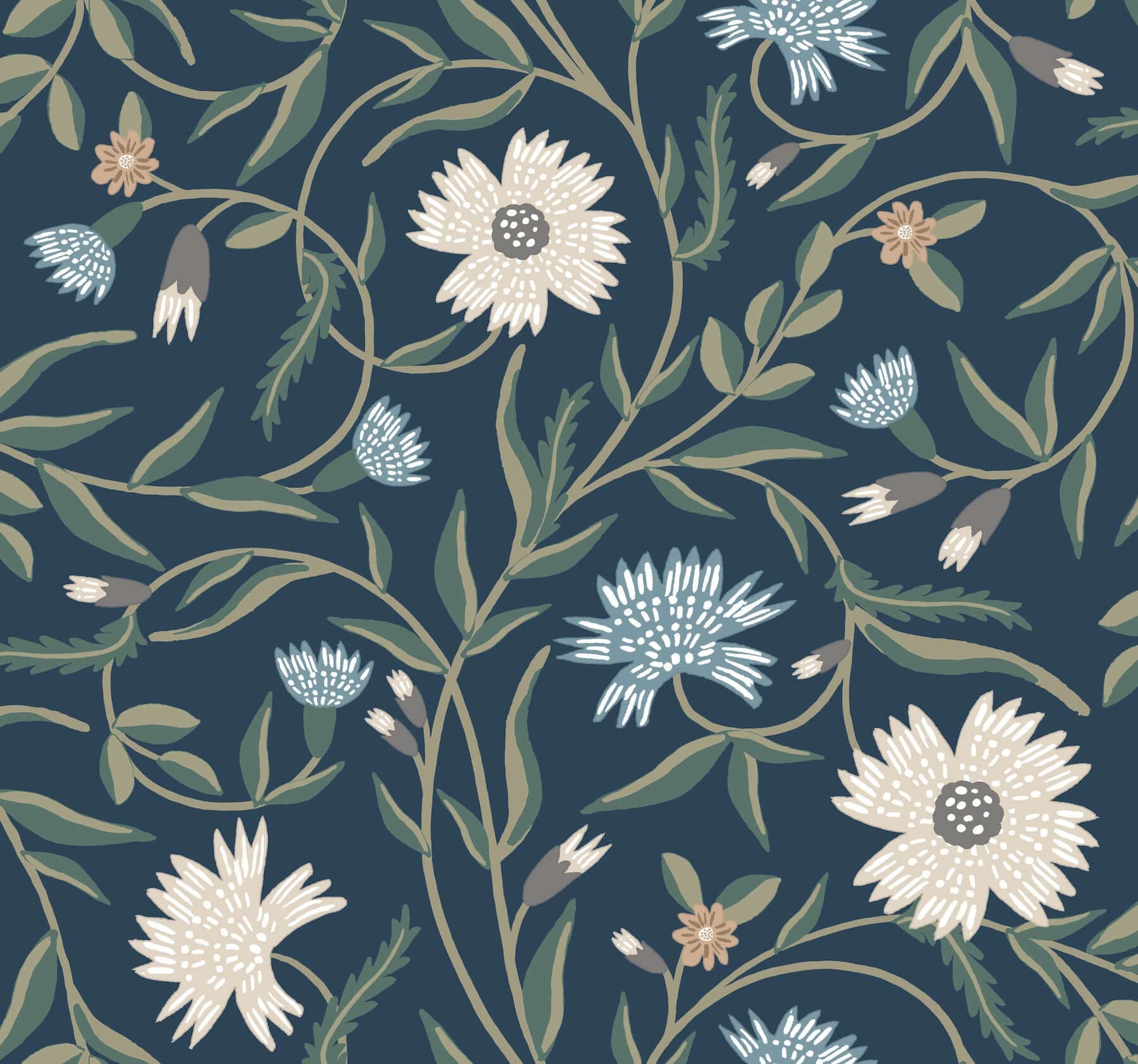 Aster Wallpaper- Navy