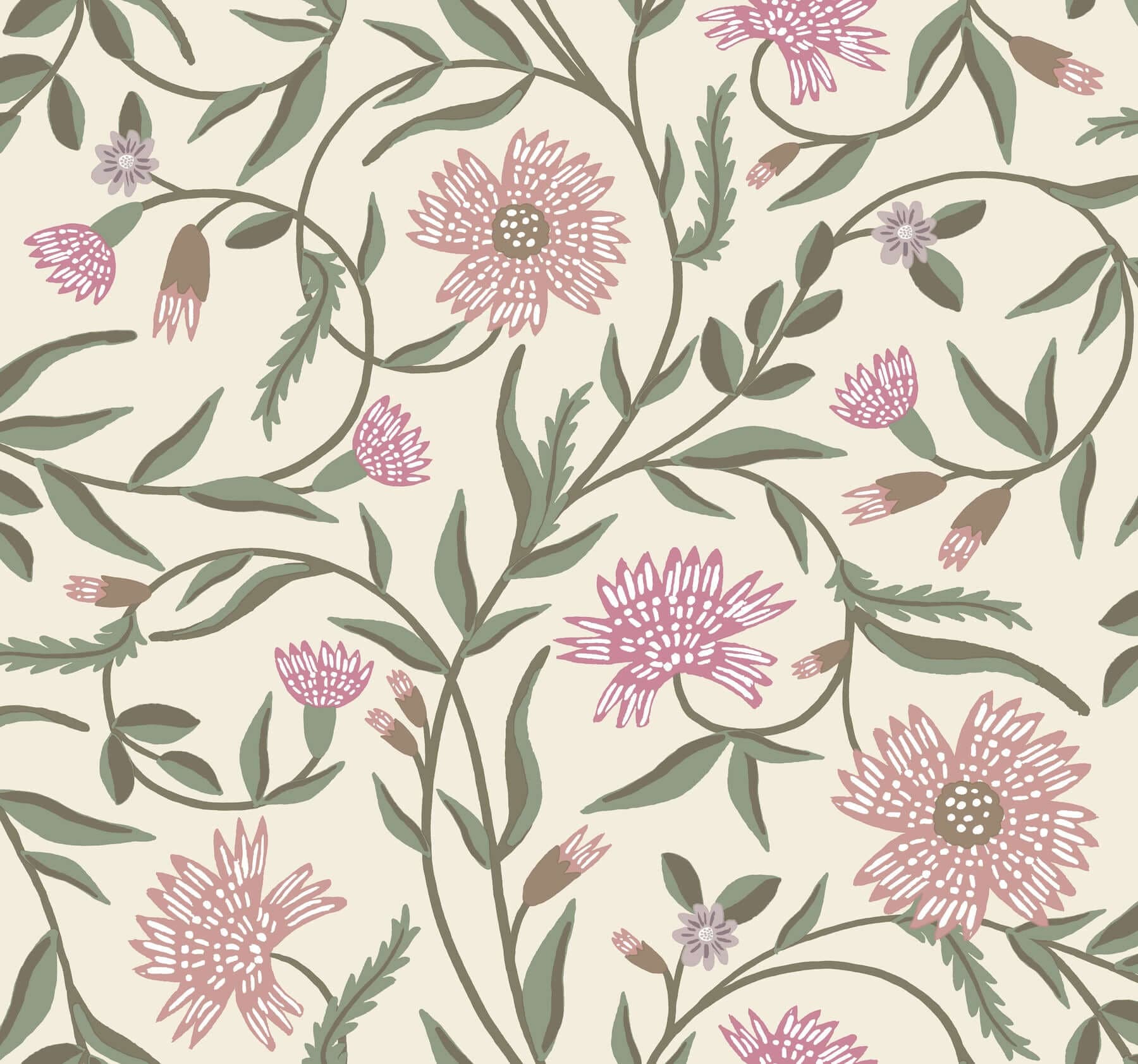 Aster Wallpaper- Linen & Rose