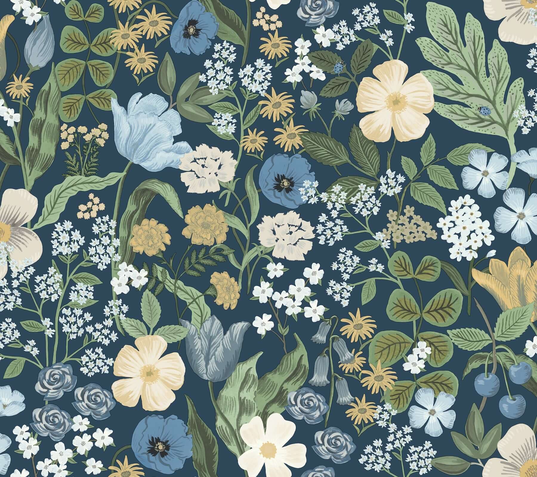Blossom Wallpaper- Navy