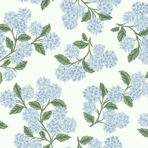 Hydrangea Wallpaper- Blue & White
