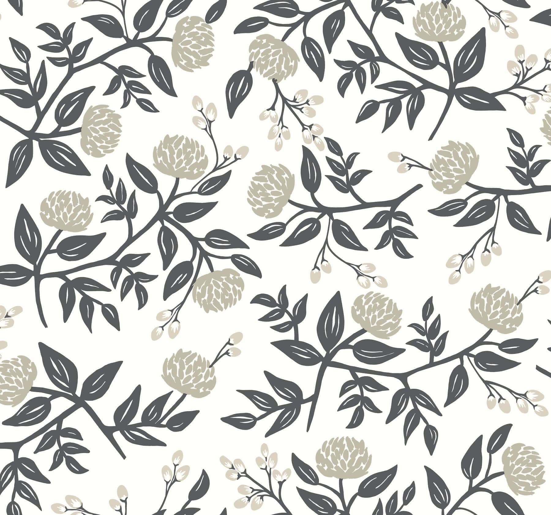 Peonies Wallpaper- White & Black