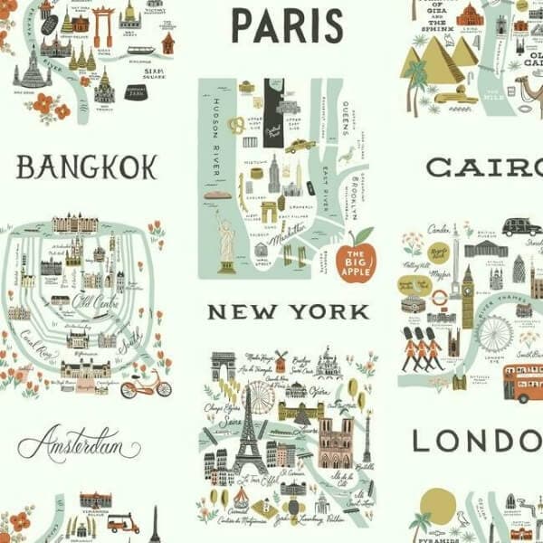 City Maps Wallpaper- Mint
