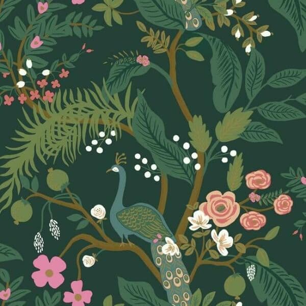 Peacock Wallpaper- Emerald