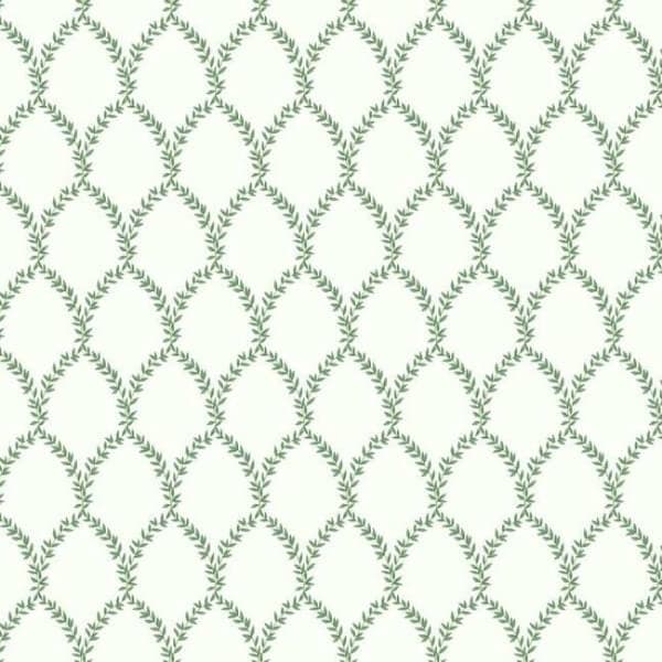 Laurel Wallpaper- Green & White