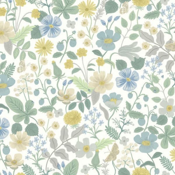 Strawberry Fields Wallpaper- Blue & Green