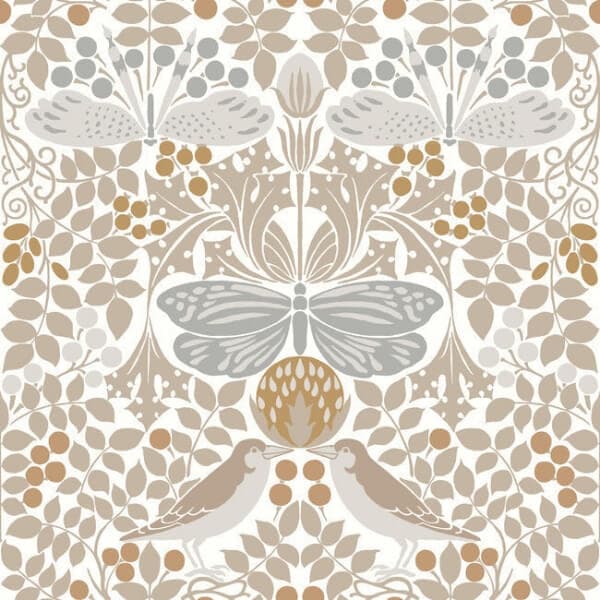 Butterfly Garden Wallpaper- White