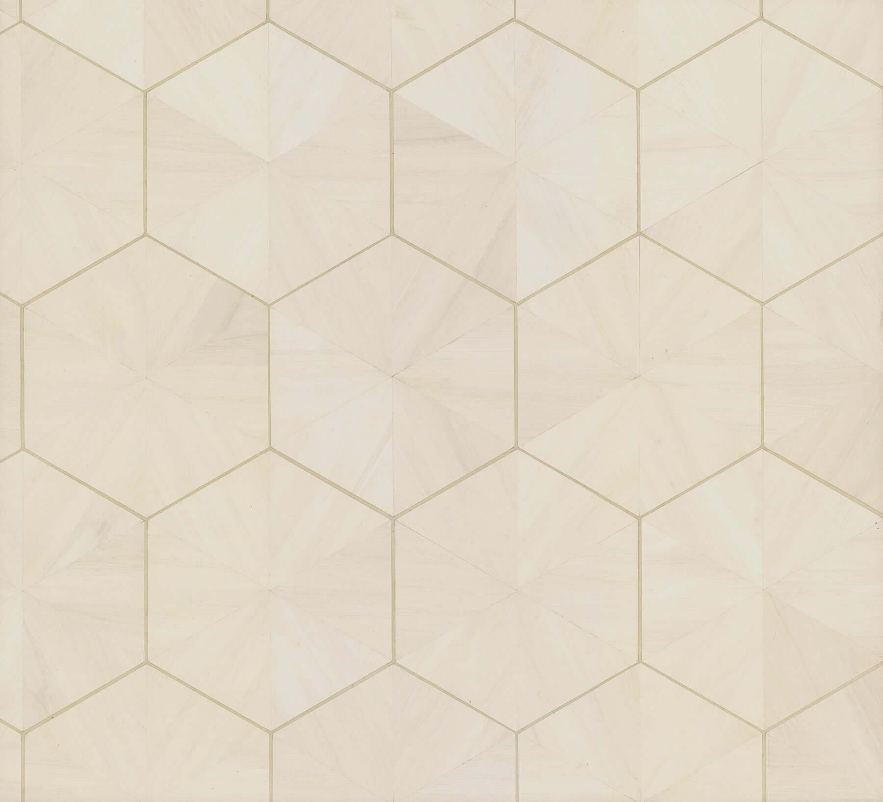 Hexagram Wood Veneer Wallpaper- Ivory