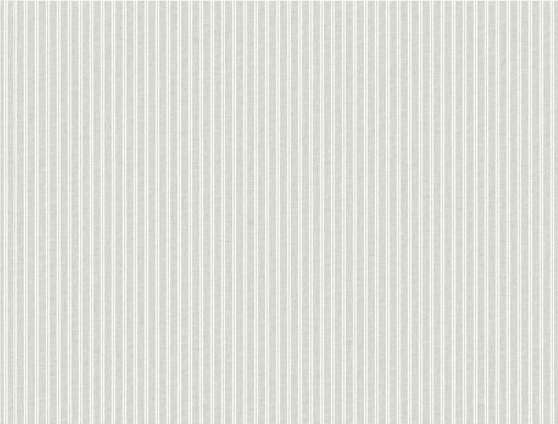 Ticking Stripe Grey Faux Linen Wallpaper
