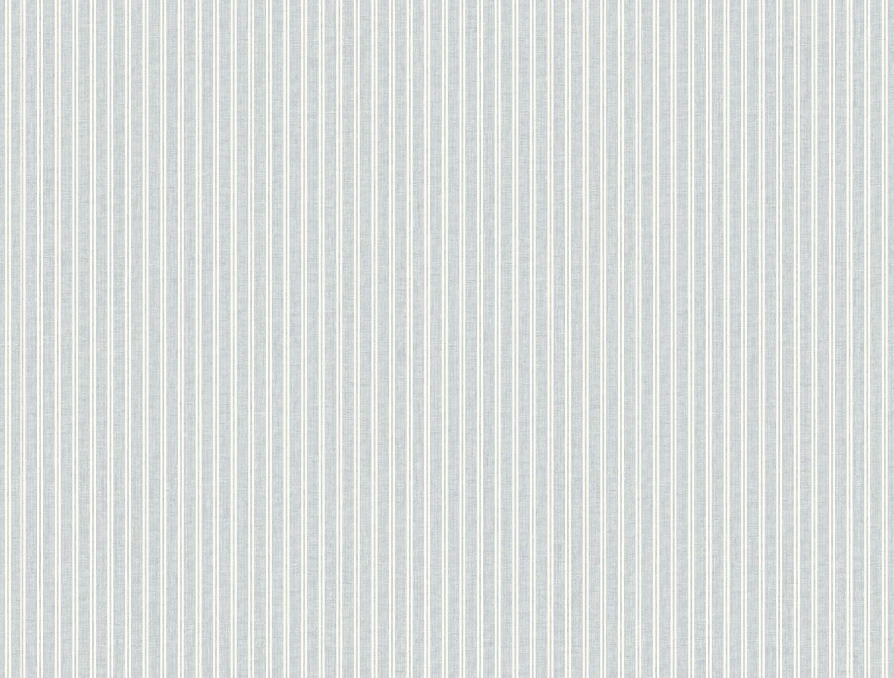 Ticking Stripe Blue Faux Linen Wallpaper