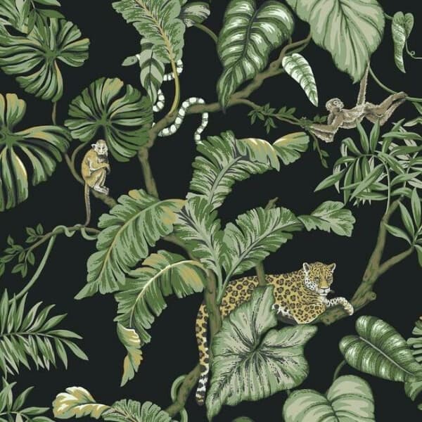 Jungle Cat Wallpaper- Black