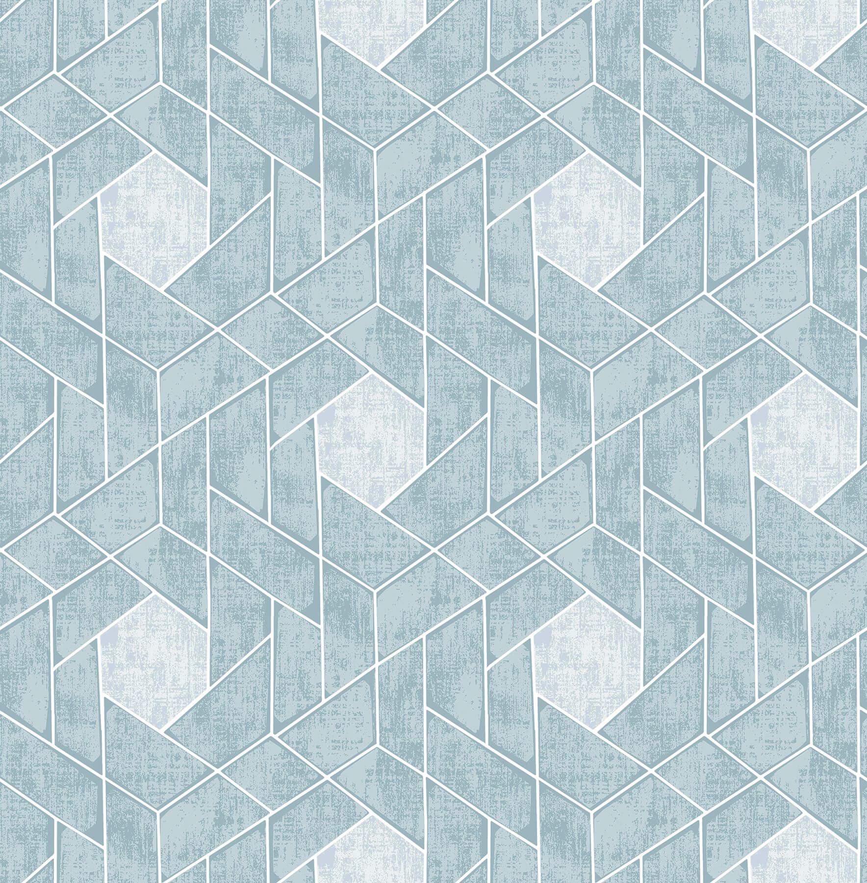 Granada Aqua Geometric Wallpaper- Scott Living