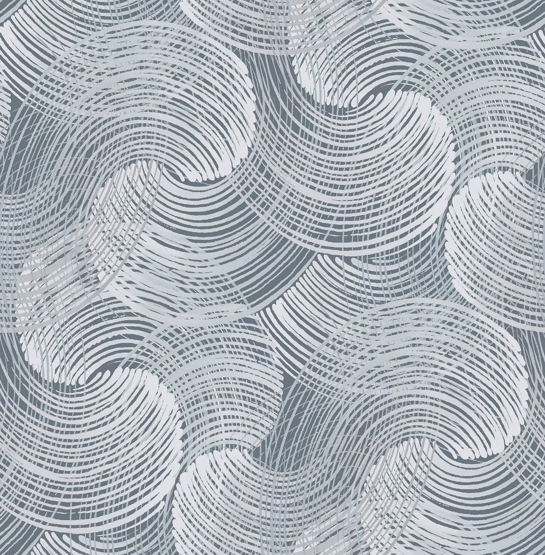 Karson Blue Swirling Geometric Wallpaper- Scott Living