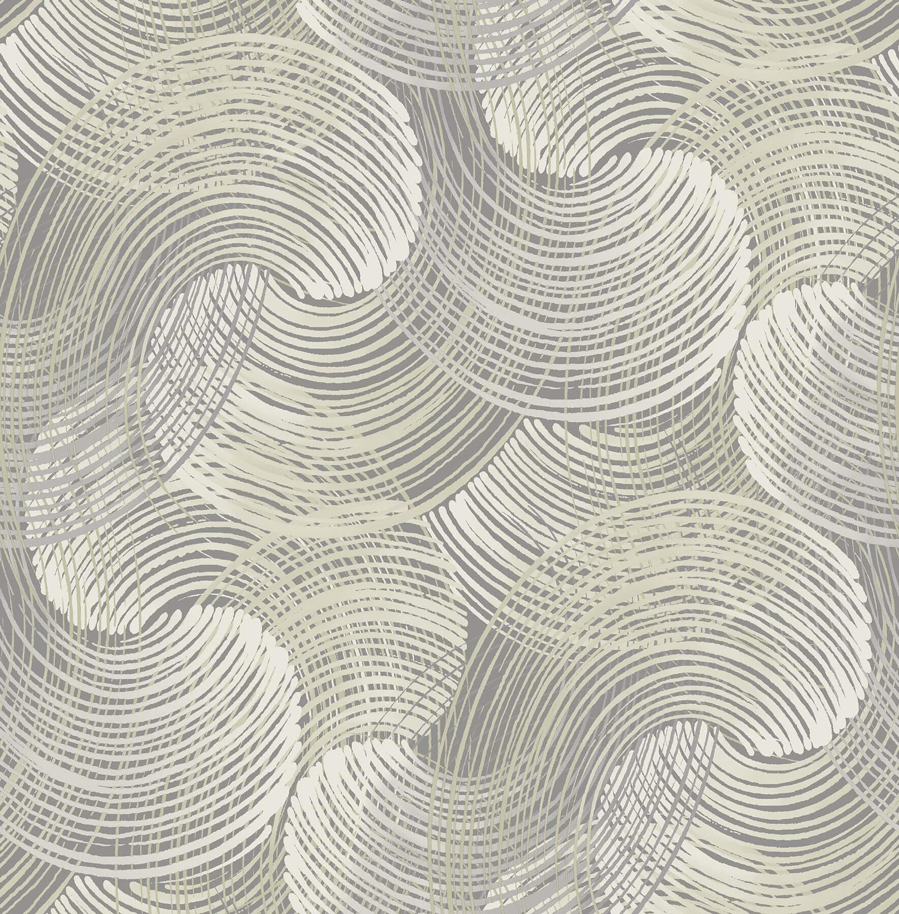 Karson Grey Swirling Geometric Wallpaper- Scott Living
