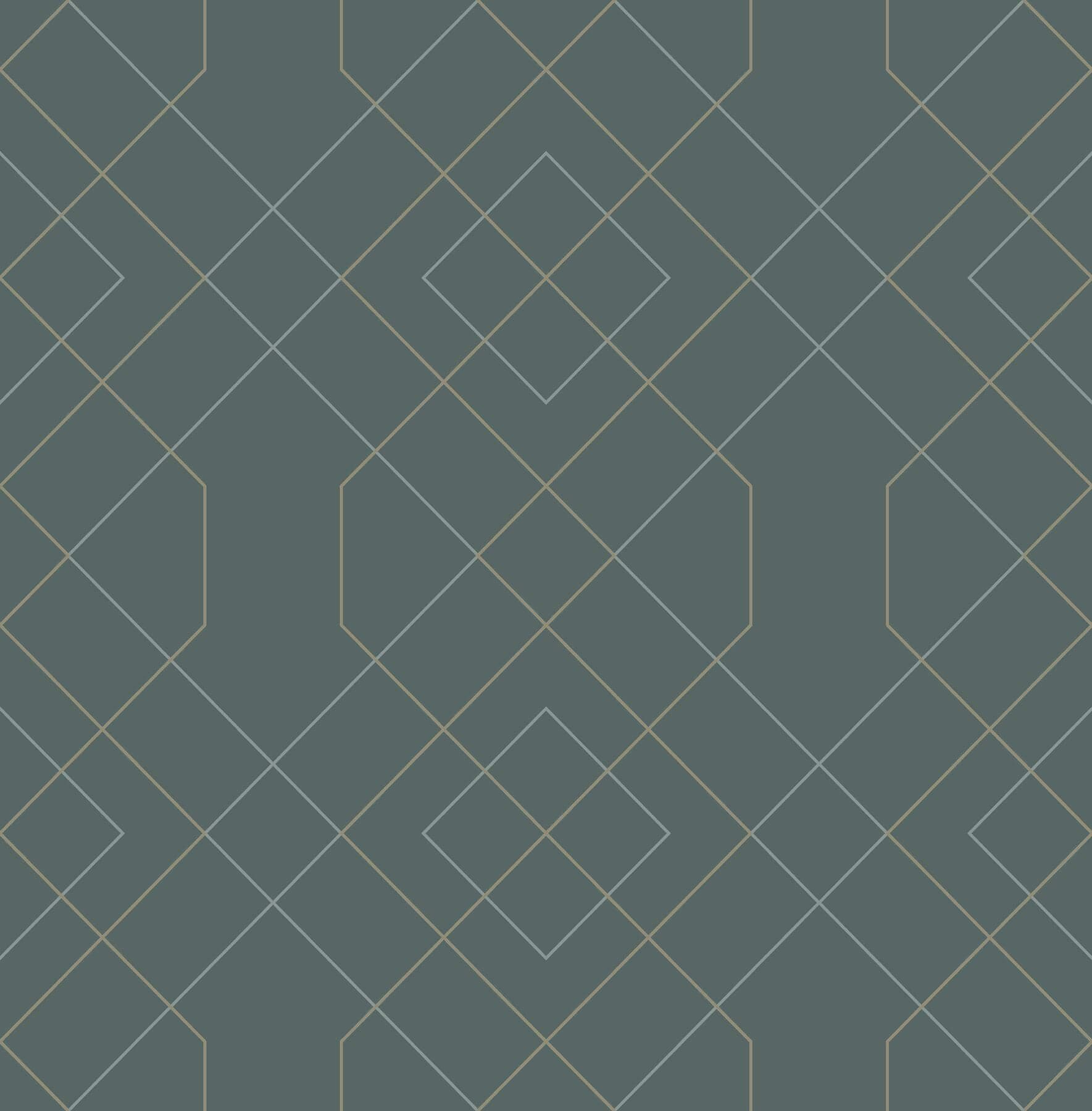 Ballard Teal Geometric Wallpaper- Scott Living