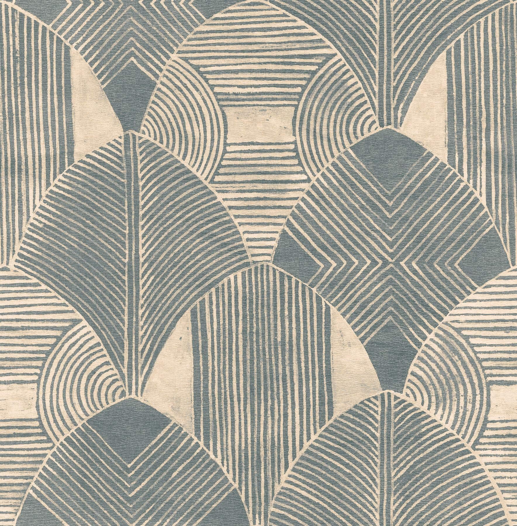 Westport Teal Geometric Wallpaper- Scott Living