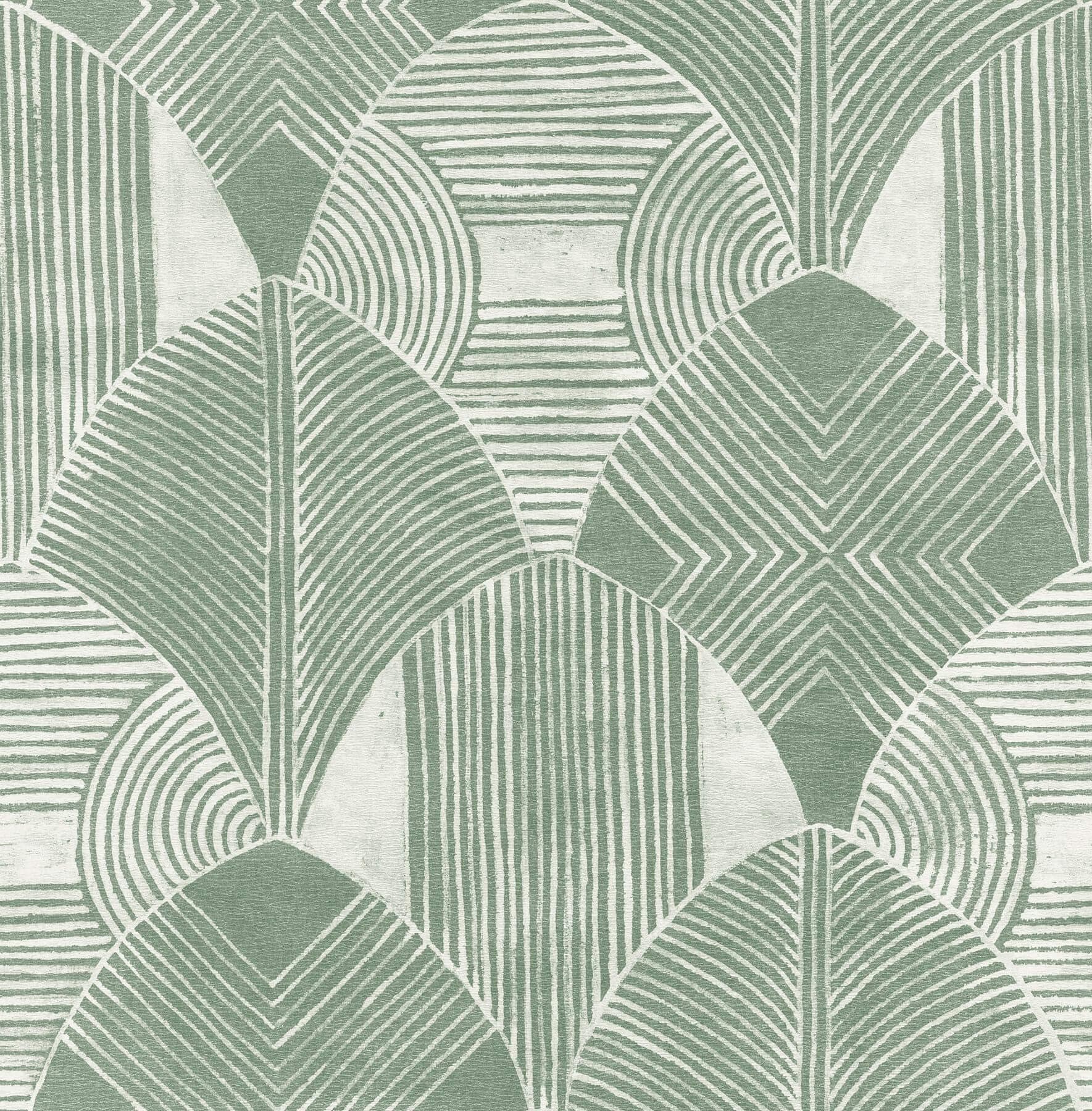 Westport Green Geometric Wallpaper- Scott Living