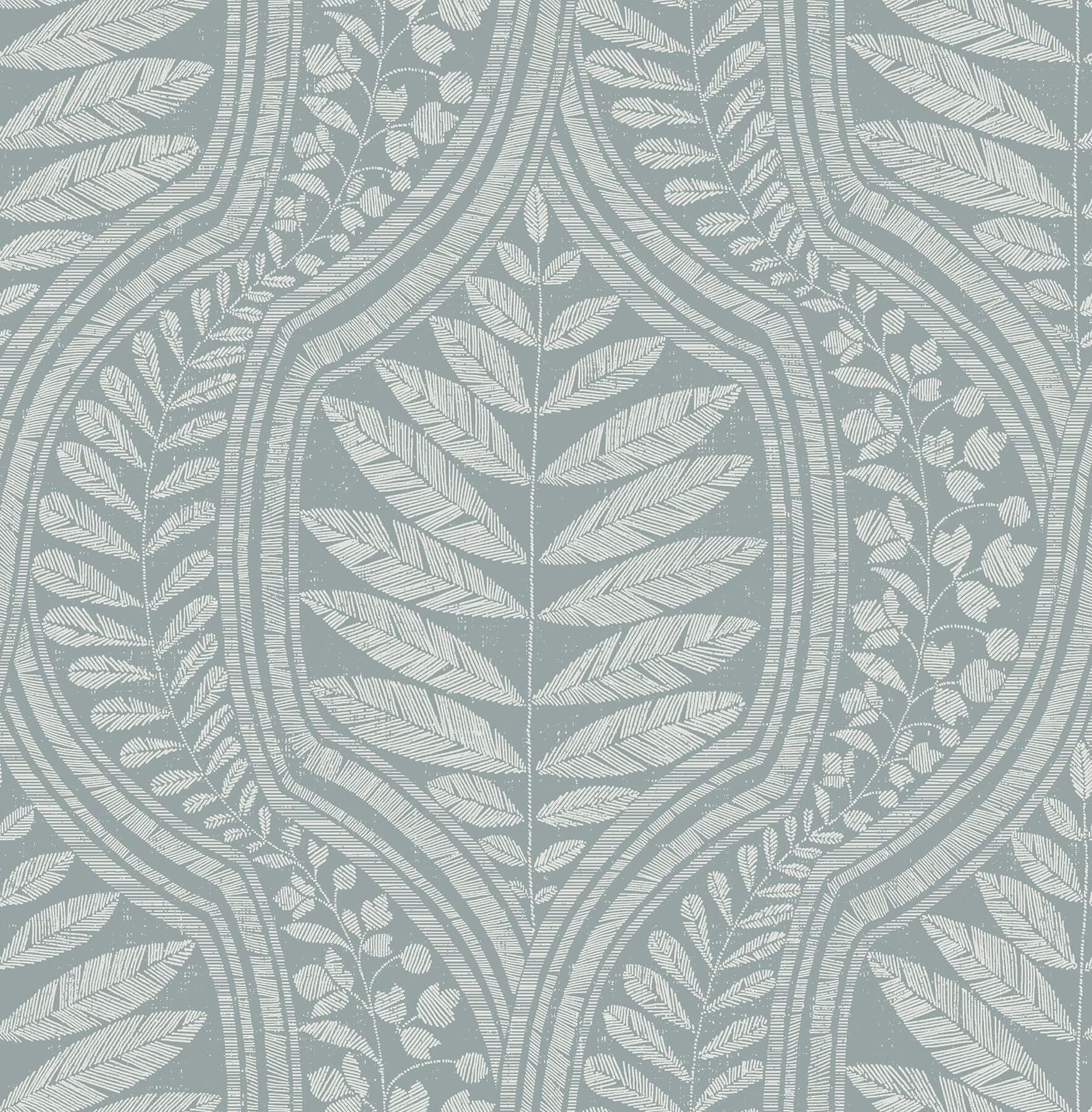 Juno Teal Ogee Wallpaper- Scott Living