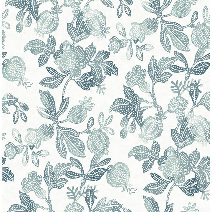 Beach Rose Teal Floral Fruits Wallpaper