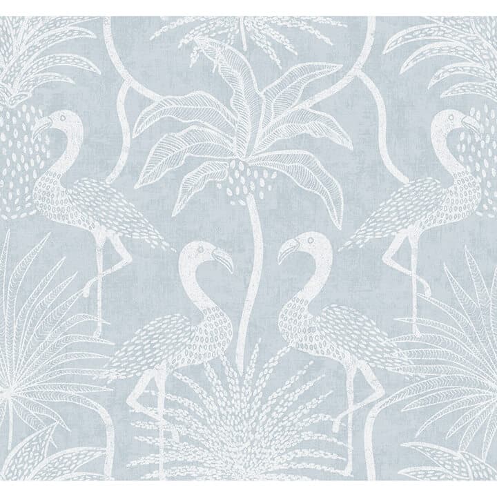Biscayne Sky Blue Flamingo Beach Wallpaper